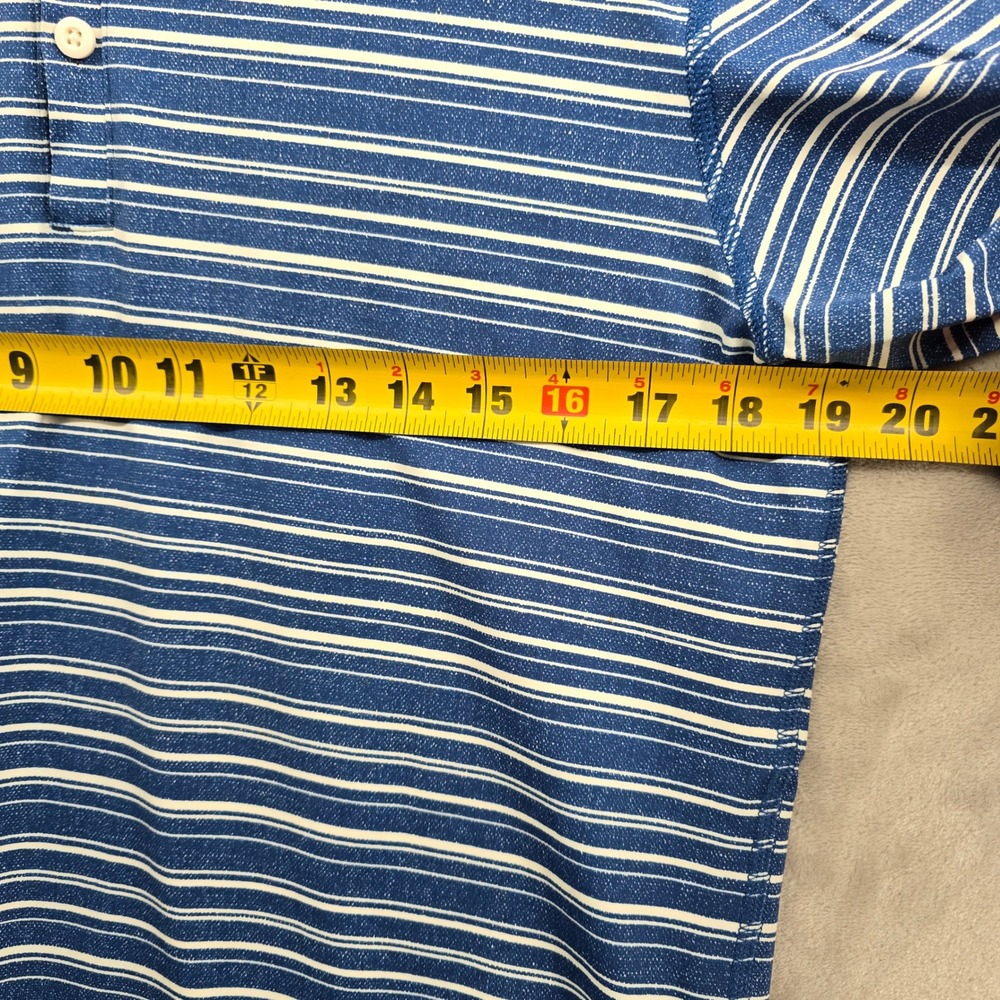 Lululemon Size Medium Golf Polo Shirt Blue White Stripe Performance Short Sleeve - Picture 2 of 6